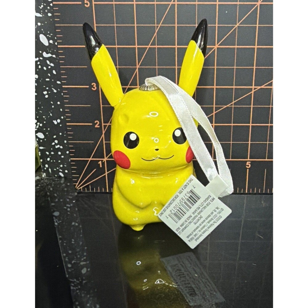 2020 Hallmark Pokemon Pikachu Blown Glass Christmas Ornament 4” With Tag